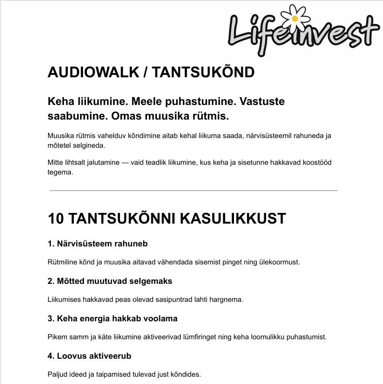 Audiowalk - tantsukõnd - oma elu vastused! - Pilt 2